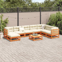 Set Divani da Giardino 9 pz Marrone Cera Legno Massello Pino 3299582