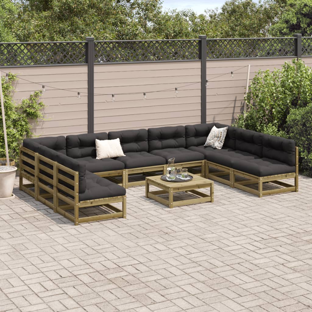 Set Divani da Giardino 10 pz in Legno Impregnato di Pino 3299595
