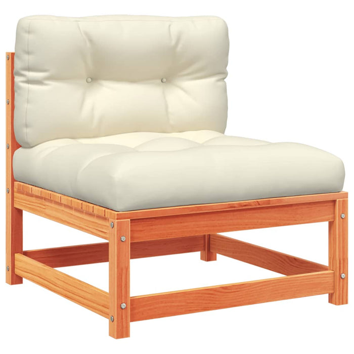 Set Divani Giardino 10pz con Cuscini Marrone Cera Massello Pino