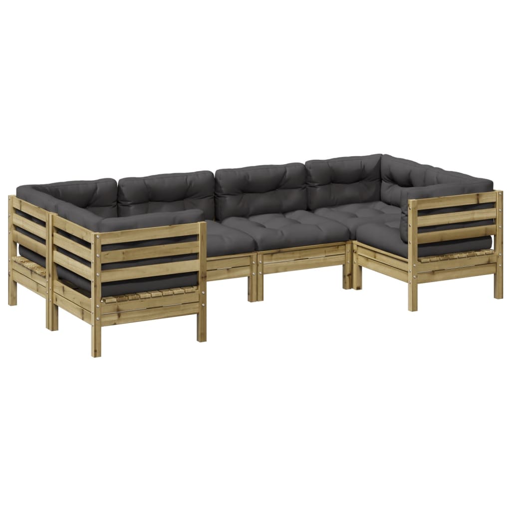 Set Divani da Giardino 6pz con Cuscini Legno Impregnato di Pino 3299613