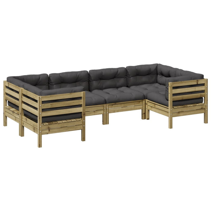Set Divani da Giardino 6pz con Cuscini Legno Impregnato di Pino 3299613