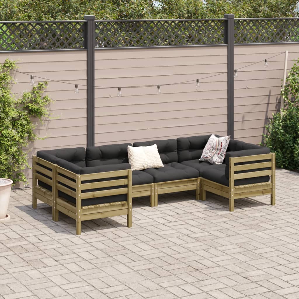 Set Divani da Giardino 6pz con Cuscini Legno Impregnato di Pino 3299613