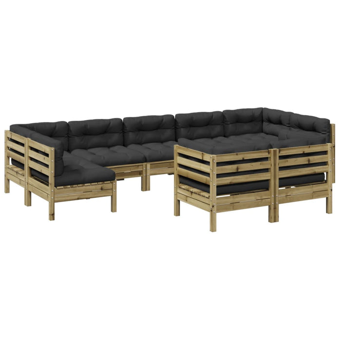 Set Divani da Giardino 9pz con Cuscini Legno Impregnato di Pino 3299635