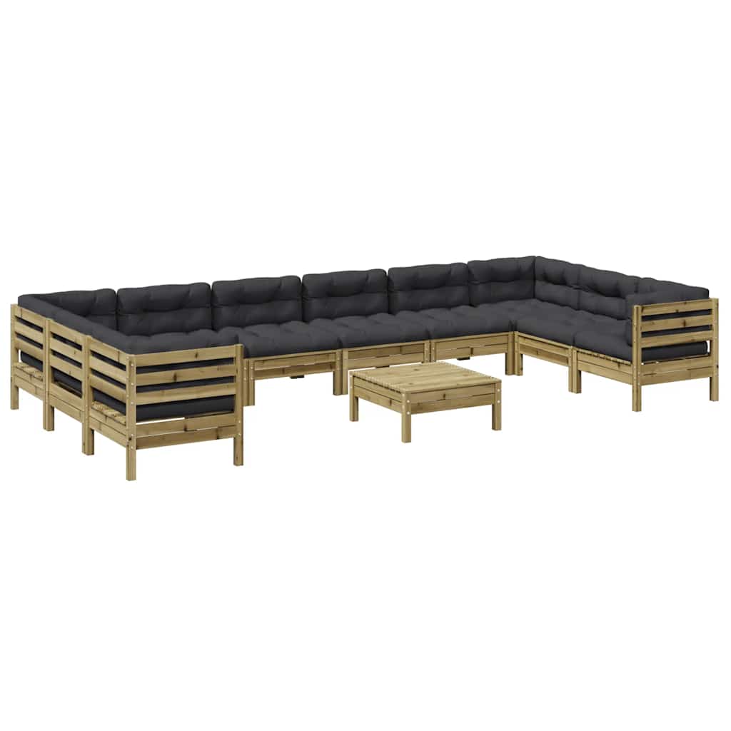 Set Divani Giardino 11 pz con Cuscini Legno Impregnato di Pino 3299650