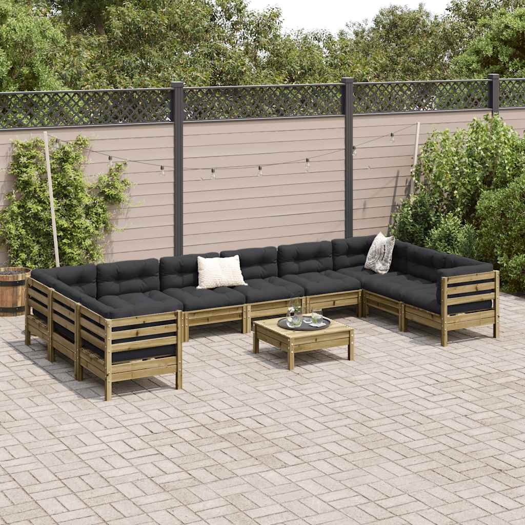 Set Divani Giardino 11 pz con Cuscini Legno Impregnato di Pino 3299650