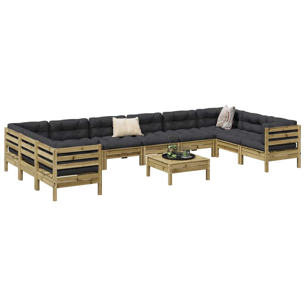 Set Divani Giardino 11 pz con Cuscini Legno Impregnato di Pino 3299650
