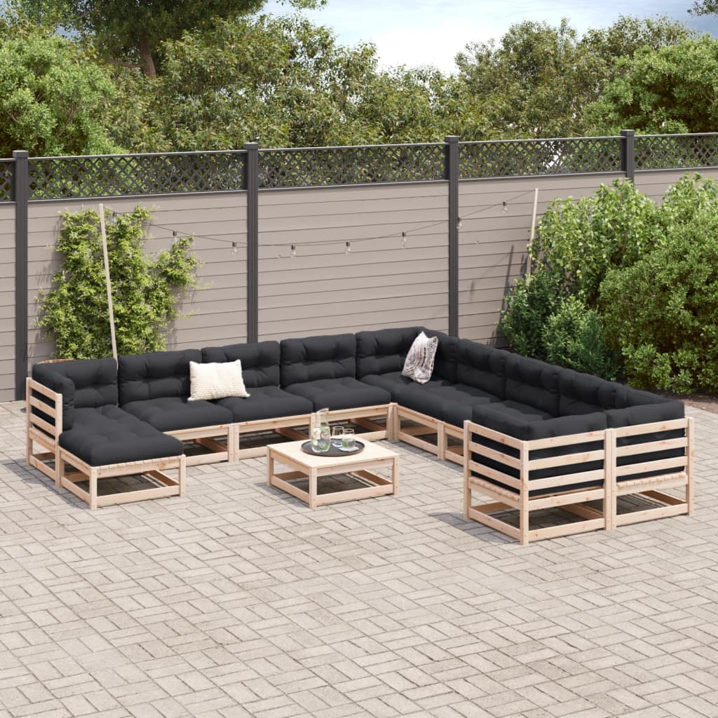 Set Divani da Giardino 12 pz in Legno Massello di Pino