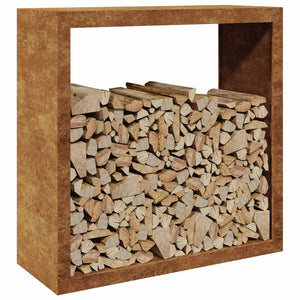 Rack per Legna da Ardere 100x40x100 cm in Acciaio Corten 850974