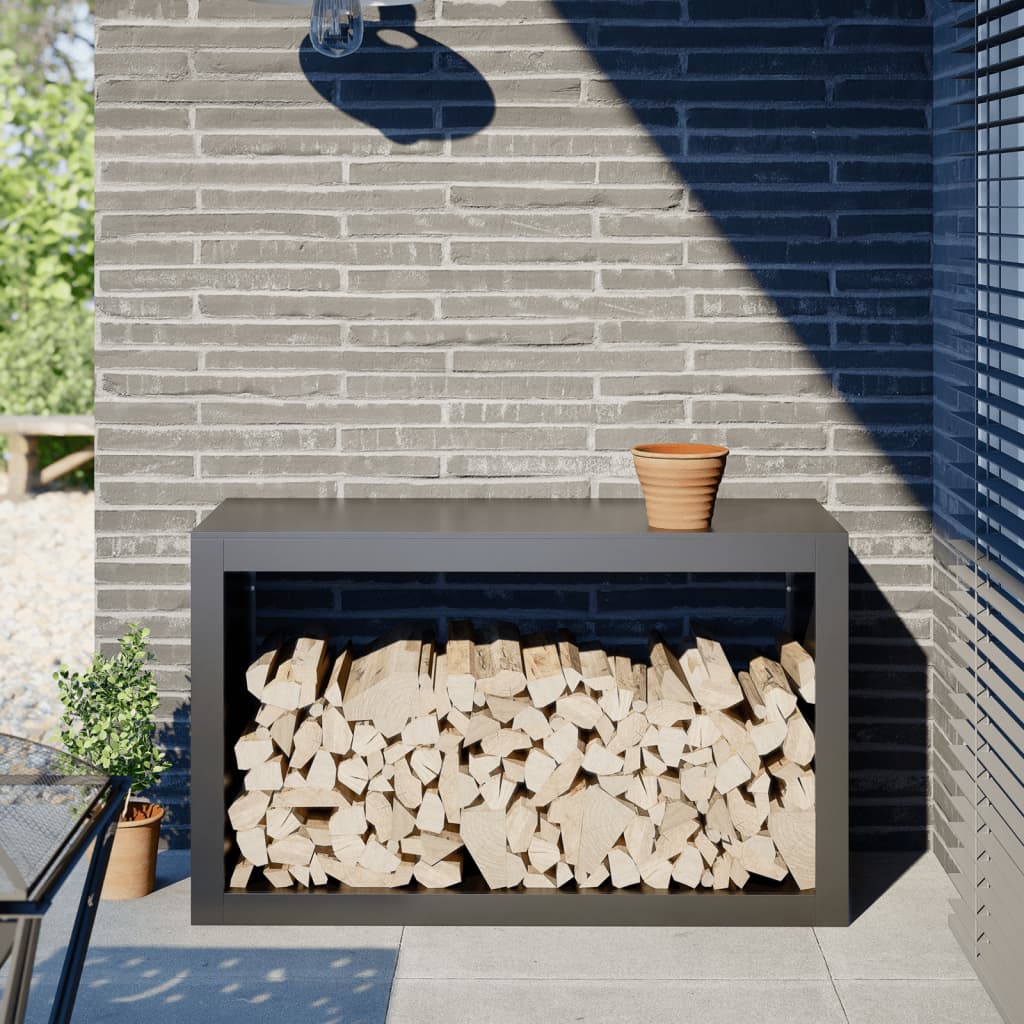 Rastrelliera per Legna da Ardere Antracite 100x40x60 cm Acciaio 850984