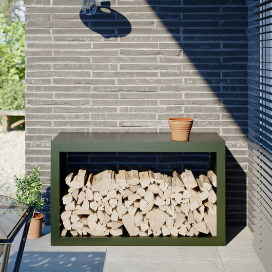 vidaXL Rastrelliera per Legna da Ardere Verde 100x40x60 cm in Acciaio