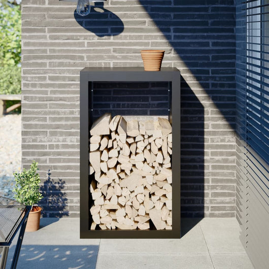 Rastrelliera per Legna da Ardere-Portalegna Nera 60x40x100 cm in Acciaio