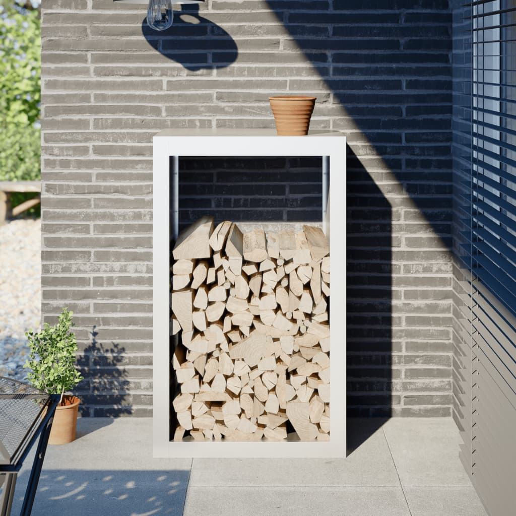 Rastrelliera per Legna da Ardere-Portalegna Bianca 60x40x100 cm in Acciaio