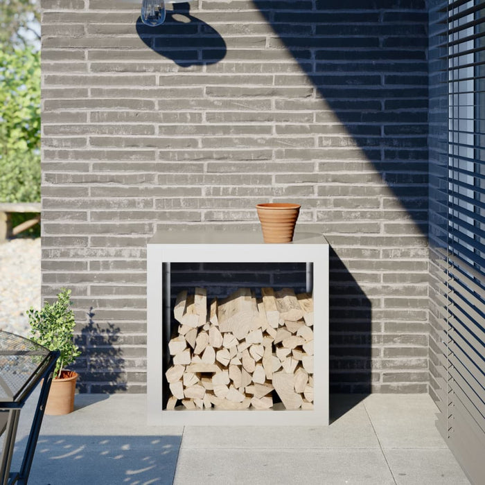 Rastrelliera per Legna da Ardere-Portalegna Bianca 60x40x60 cm in Acciaio