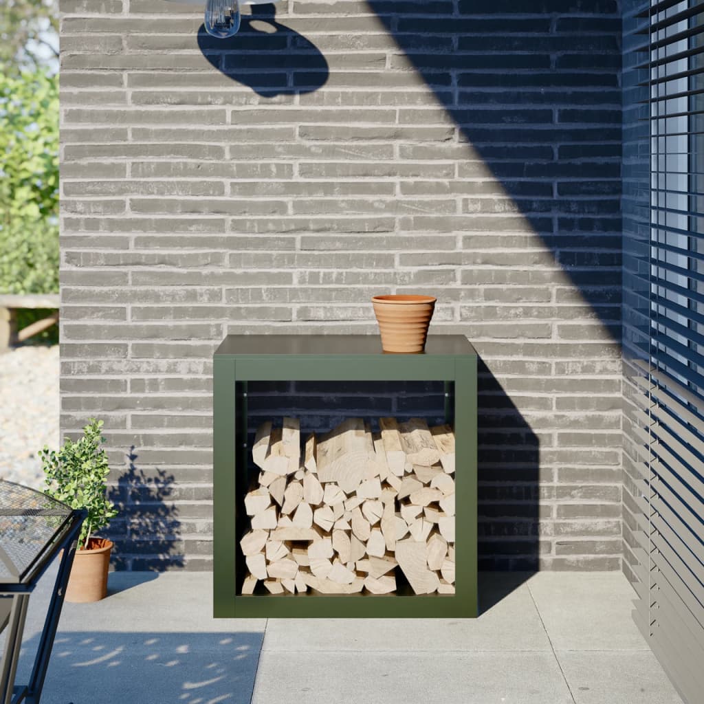 Rastrelliera per Legna da Ardere-Portalegna Verde 60x40x60 cm in Acciaio