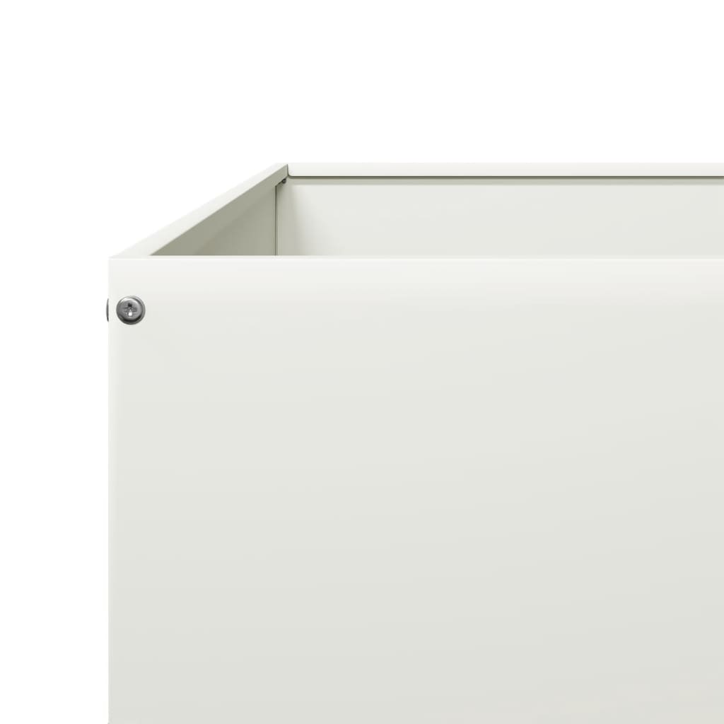 Fioriera Rialzata da Giardino-Vaso da Esterno-Fioriera Elevata Bianca 100x100x18,5 cm in Acciaio