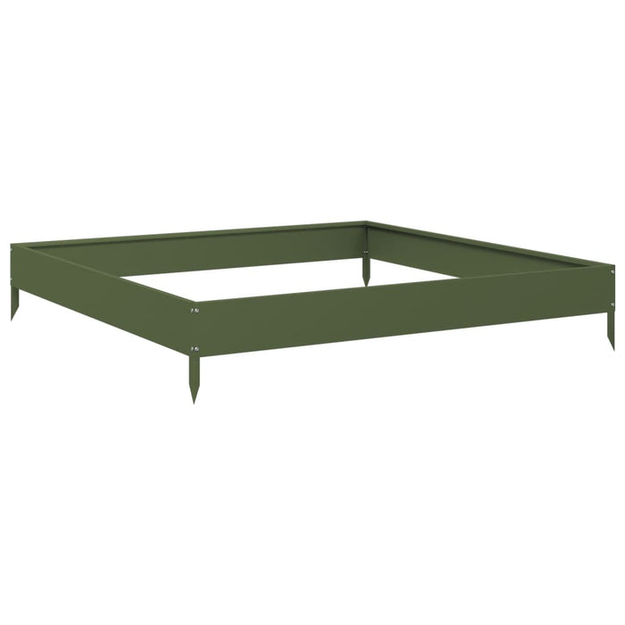 vidaXL Fioriera Rialzata Giardino Verde Oliva 100x100x18,5 cm Acciaio