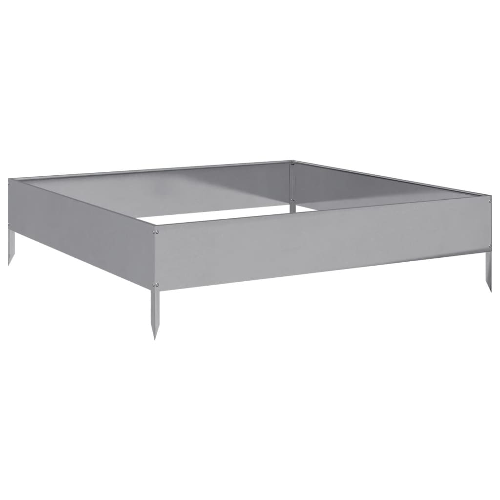 Vassoio per fioriera aiuola rialzata piante fiori terrazza giardino giardino 100 x 100 x 26 cm acciaio inossidabile Argento 02_0039276