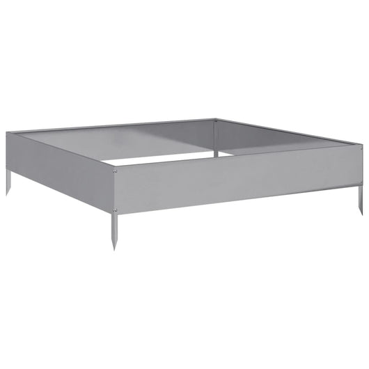 Vassoio per fioriera aiuola rialzata piante fiori terrazza giardino giardino 100 x 100 x 26 cm acciaio inossidabile Argento 02_0039276
