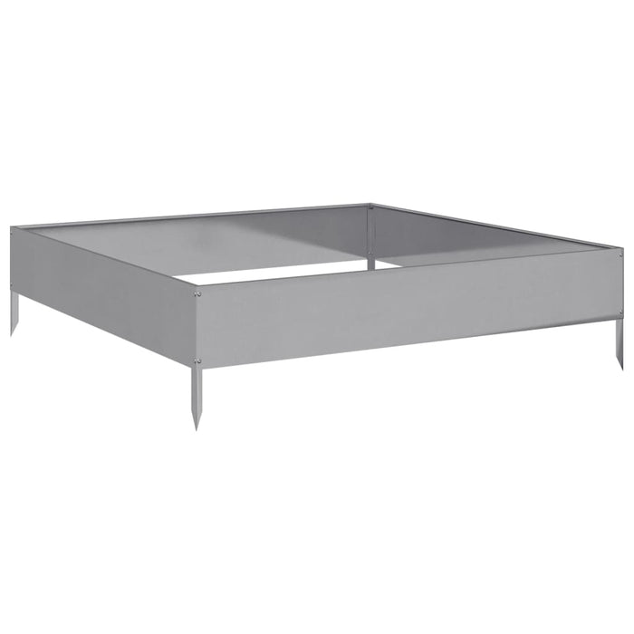 Vassoio per fioriera aiuola rialzata piante fiori terrazza giardino giardino 100 x 100 x 26 cm acciaio inossidabile Argento 02_0039276
