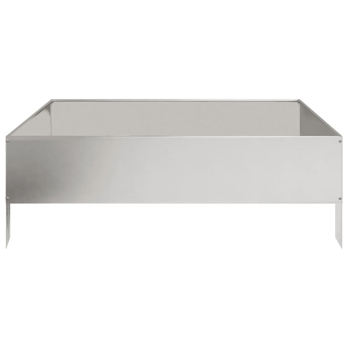 Vassoio per fioriera aiuola rialzata piante fiori terrazza giardino giardino 100 x 100 x 33,5 cm acciaio inossidabile Argento 02_0039286