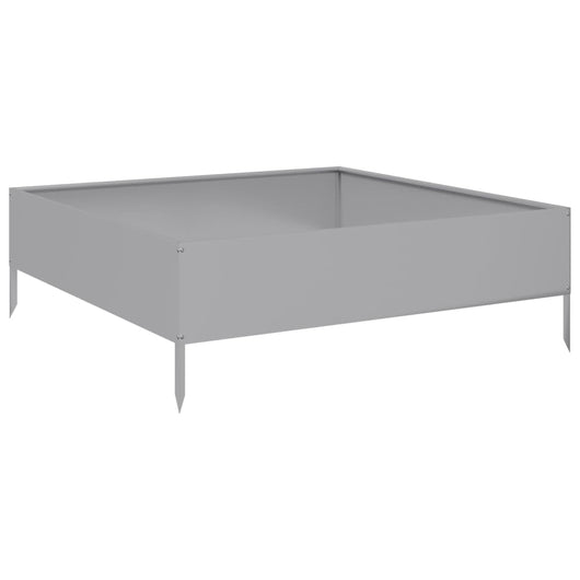 Vassoio per fioriera aiuola rialzata piante fiori terrazza giardino giardino 100 x 100 x 33,5 cm acciaio inossidabile Argento 02_0039285