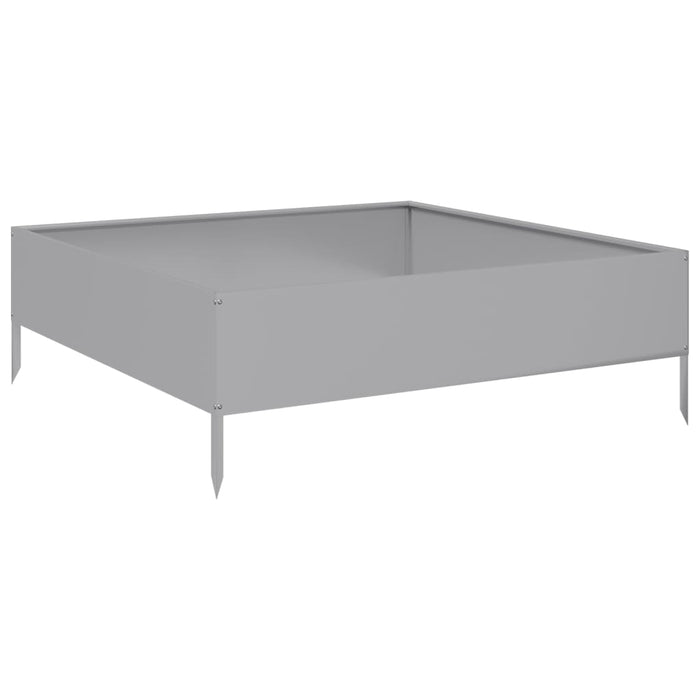 Vassoio per fioriera aiuola rialzata piante fiori terrazza giardino giardino 100 x 100 x 33,5 cm acciaio inossidabile Argento 02_0039285