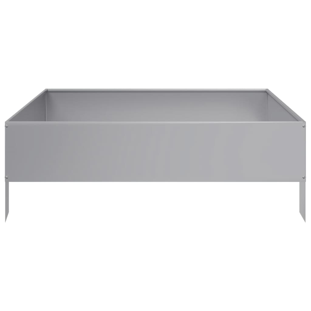 Vassoio per fioriera aiuola rialzata piante fiori terrazza giardino giardino 100 x 100 x 33,5 cm acciaio inossidabile Argento 02_0039285