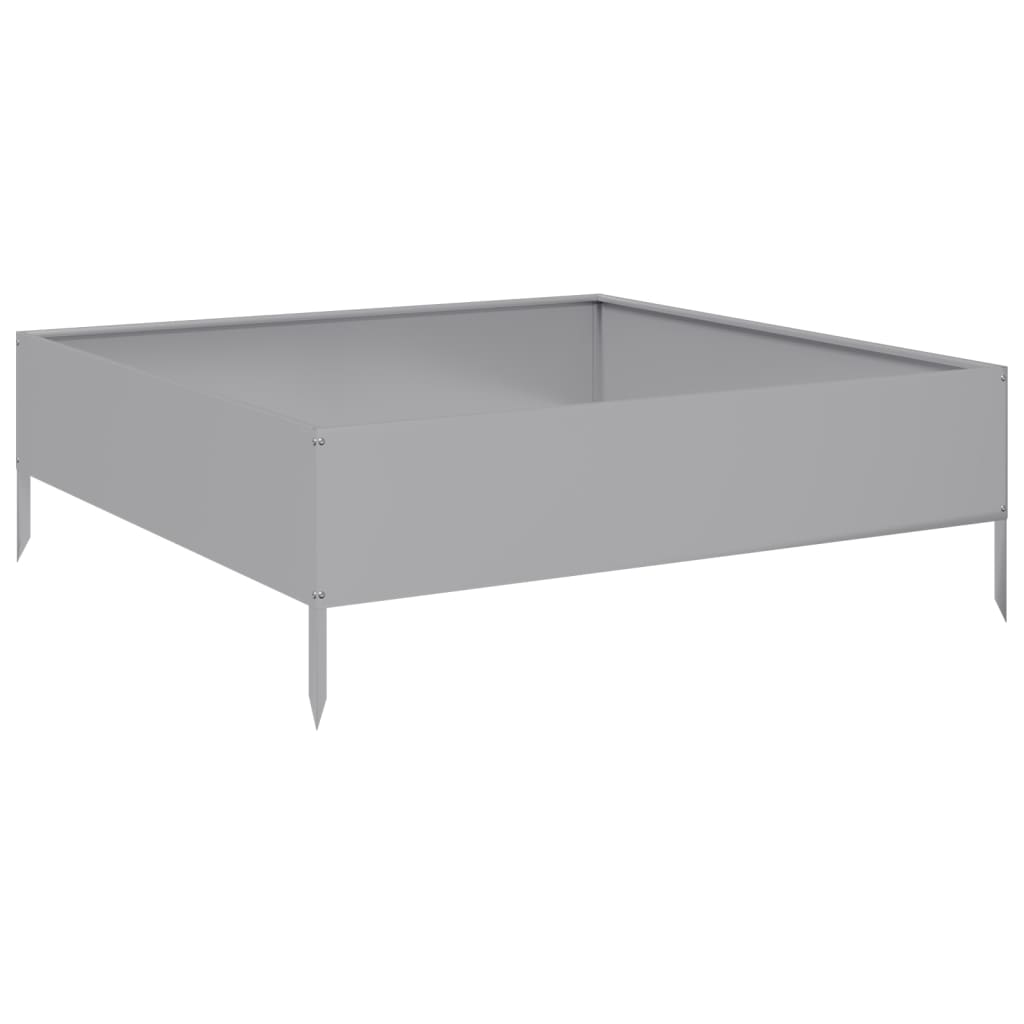Vassoio per fioriera aiuola rialzata piante fiori terrazza giardino giardino 100 x 100 x 33,5 cm acciaio inossidabile Argento 02_0039285