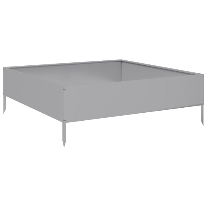 Vassoio per fioriera aiuola rialzata piante fiori terrazza giardino giardino 100 x 100 x 33,5 cm acciaio inossidabile Argento 02_0039285