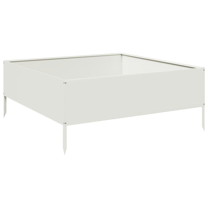 Vassoio per fioriera aiuola rialzata piante fiori terrazza giardino giardino 100 x 100 x 25 cm acciaio bianco 02_0039265