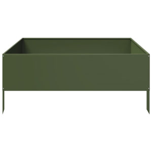 Fioriera Rialzata Giardino Verde Oliva 100x100x25 cm Acciaio 851034