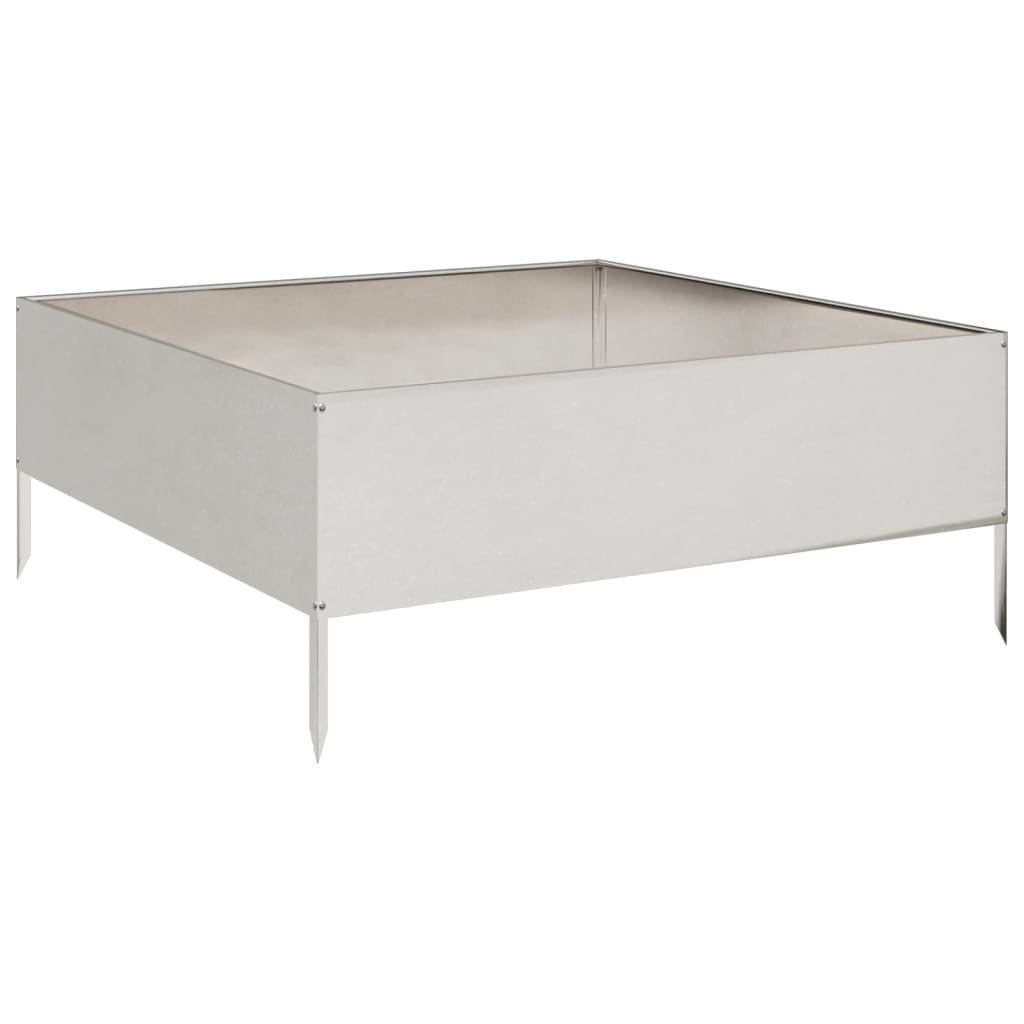 Vassoio per fioriera aiuola rialzata piante fiori terrazza giardino giardino 100 x 100 x 25 cm acciaio inossidabile Argento 02_0039268