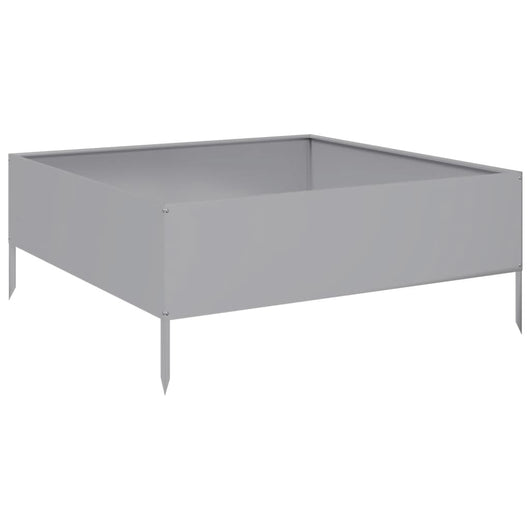 Vassoio per fioriera aiuola rialzata piante fiori terrazza giardino giardino 100 x 100 x 25 cm acciaio inossidabile Argento 02_0039267