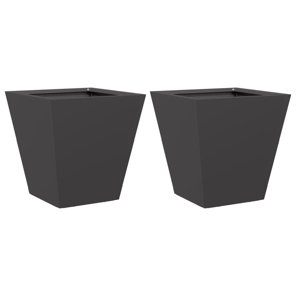 Vaso rialzato per fioriere piante fiori giardino terrazze set da 2 30 x 30 x 30 cm acciaio nero 02_0038915