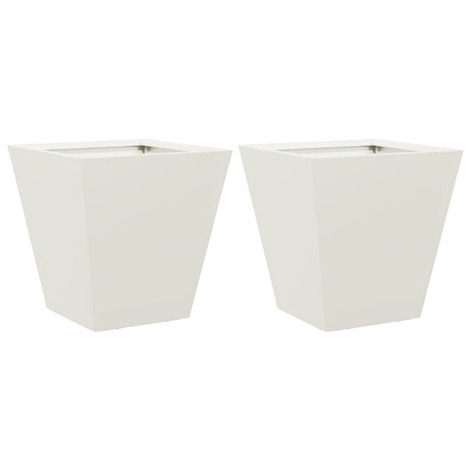 Vaso rialzato per fioriere piante fiori giardino terrazze set da 2 30 x 30 x 30 cm acciaio bianco 02_0038914