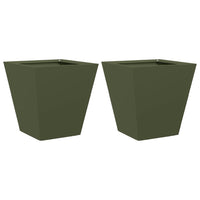 Fioriere da Giardino 2 pz Verde Oliva 30x30x30 cm in Acciaio 851045
