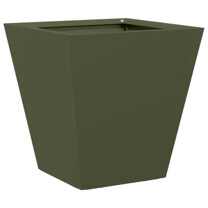 Vaso per fioriera aiuola rialzata piante fiori giardino terrazze set da 2 oliva 30 x 30 x 30 cm verde acciaio 02_0039078