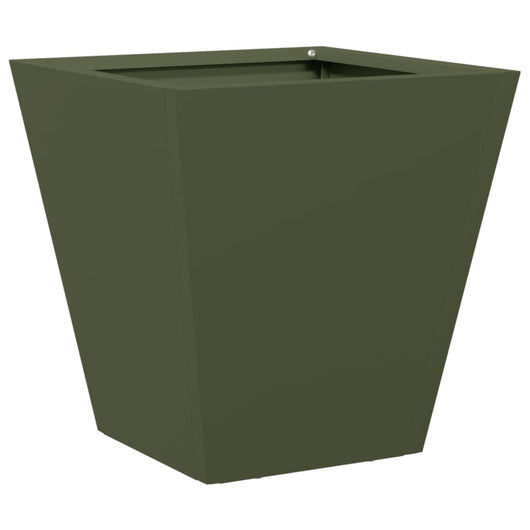 Vaso per fioriera aiuola rialzata piante fiori giardino terrazze set da 2 oliva 30 x 30 x 30 cm verde acciaio 02_0039078