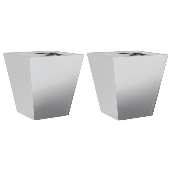 Fioriere da Giardino 2 pz 30x30x30 Grigie in Acciaio Zincato 851049