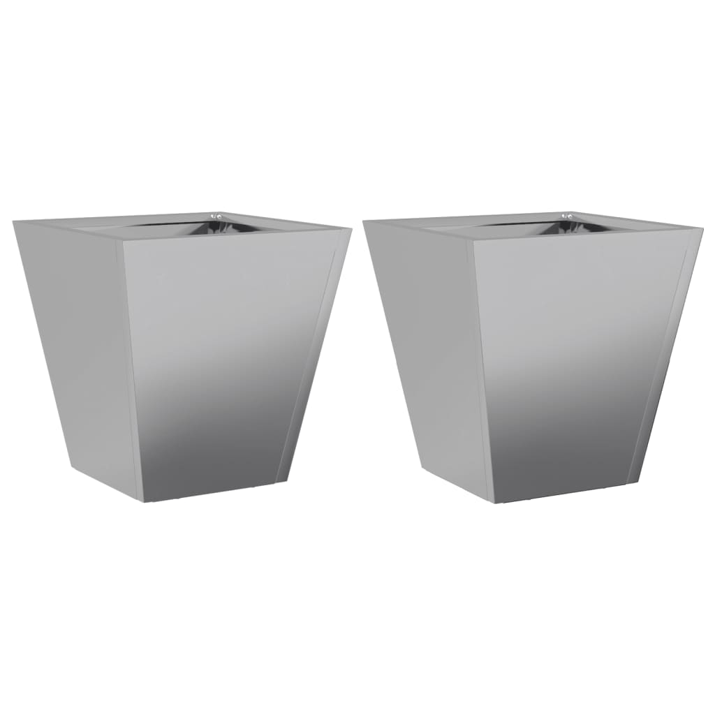 Vaso per fioriera aiuola rialzata piante fiori giardino terrazze set da 2 30 x 30 x 30 cm acciaio zincato grigio 02_0038920