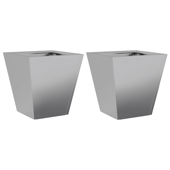 Vaso per fioriera aiuola rialzata piante fiori giardino terrazze set da 2 30 x 30 x 30 cm acciaio zincato grigio 02_0038920