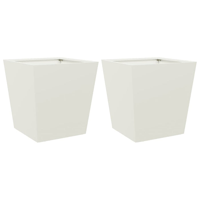 Fioriere da Giardino 2 pz Bianche 40x40x40 cm in Acciaio
