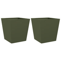 Fioriere da Giardino 2 pz Verde Oliva 40x40x40 cm in Acciaio 851059