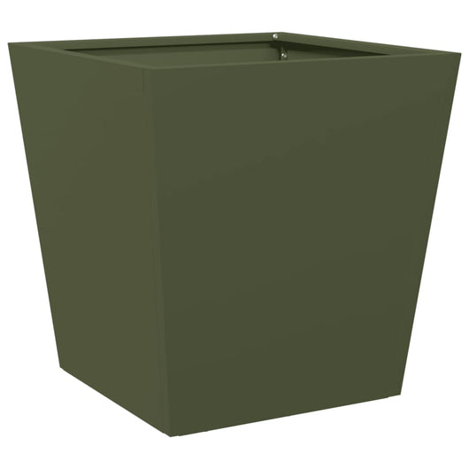 Vaso per fioriera aiuola rialzata piante fiori giardino terrazze set da 2 oliva 40 x 40 x 40 cm verde acciaio 02_0039083