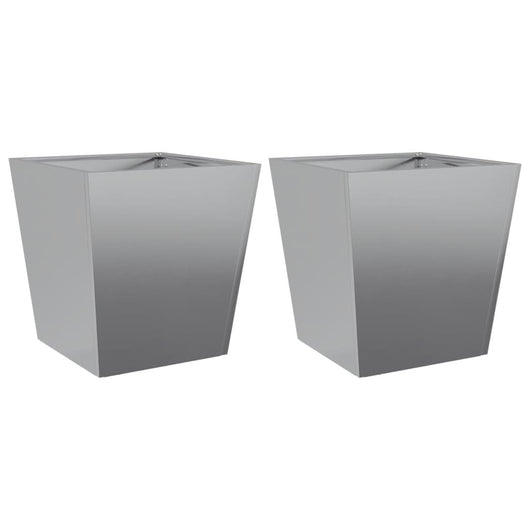 Vaso per fioriera aiuola rialzata piante fiori giardino terrazze set da 2 40 x 40 x 40 cm acciaio zincato grigio 02_0038957