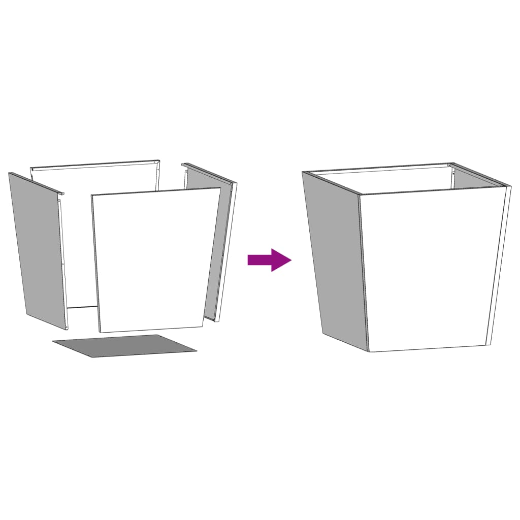 Fioriera da Giardino-Vaso da Esterno-Contenitore per Piante Nera 50x50x50 cm in Acciaio 547982