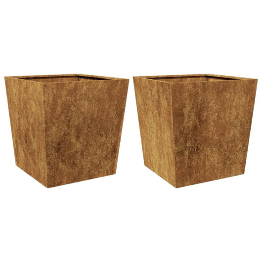 Vaso per fioriera aiuola rialzata piante fiori giardino terrazze set da 2 50 x 50 x 50 cm acciaio corten Marrone 02_0038991