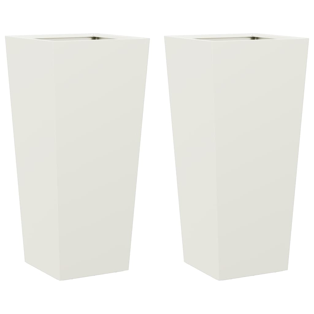 Vaso rialzato per fioriere piante fiori giardino terrazze set da 2 35 x 35 x 75 cm acciaio bianco 02_0038940