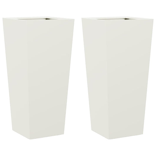 Vaso rialzato per fioriere piante fiori giardino terrazze set da 2 35 x 35 x 75 cm acciaio bianco 02_0038940
