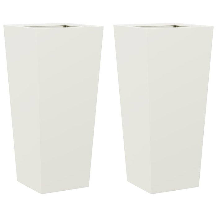 Vaso rialzato per fioriere piante fiori giardino terrazze set da 2 35 x 35 x 75 cm acciaio bianco 02_0038940
